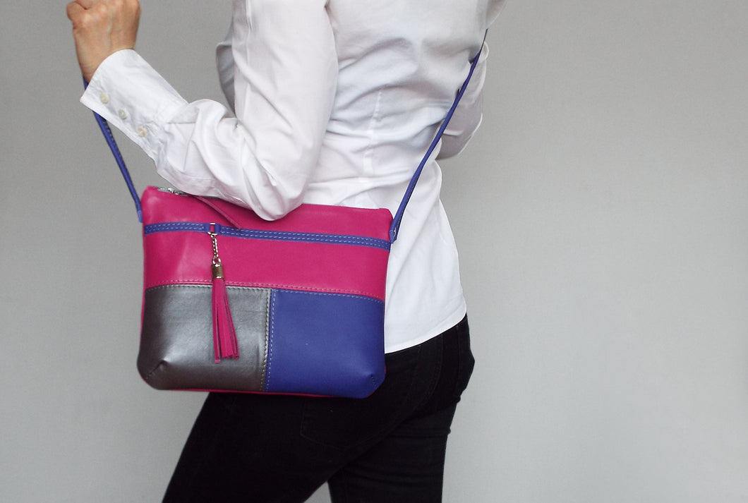 Magenta Purple Silver small crossbody